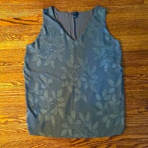 Ann Taylor Green Floral Sleeveless Blouse